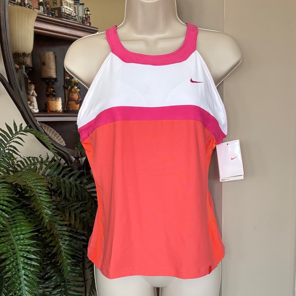 Brand New Nike Dri-Fit Racerback Tank Top Tennis Colorblock Built-In Sports Bra